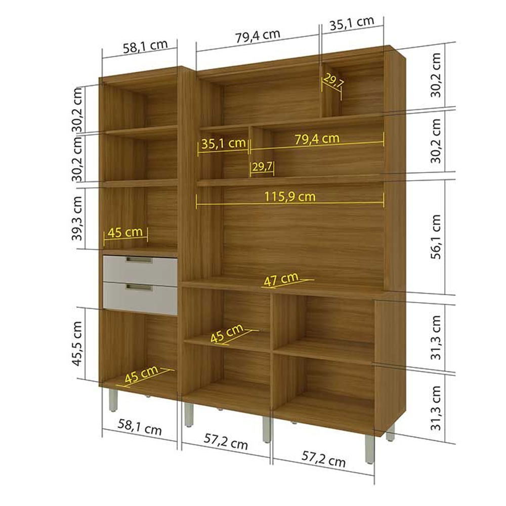 Armário de Cozinha Nesher Loft Imperatriz com Nicho para Microondas, 2