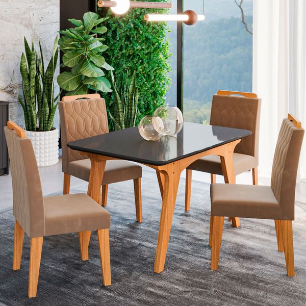 Mesa de Jantar Cimol Selena Com 4 Cadeiras Paola 130x80