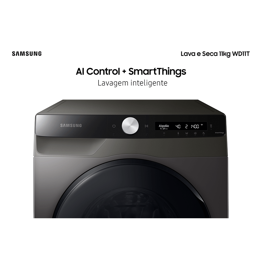 Lava e Seca Samsung WD11T Smart 11kg Inox Look EcoBubble e Lavagem a ...