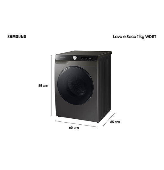 Lava e Seca Samsung WD11T Smart 11kg Inox Look EcoBubble e Lavagem a ...